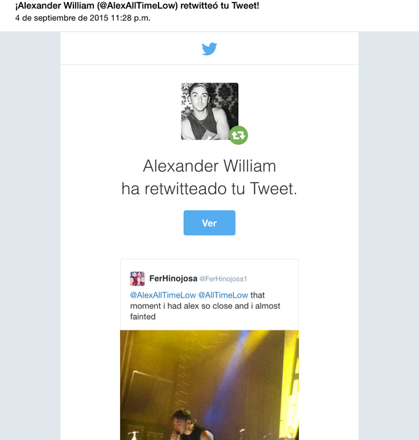 Tweet de Alex Gaskarth.