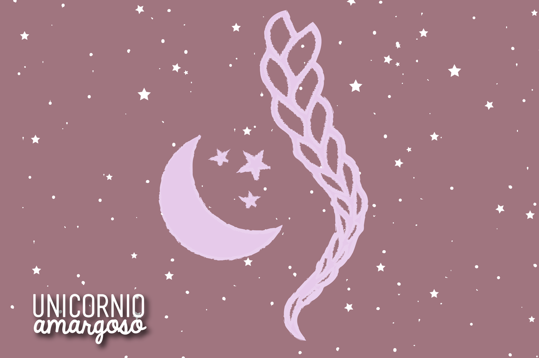 trenza, luna y estrellas ilustración